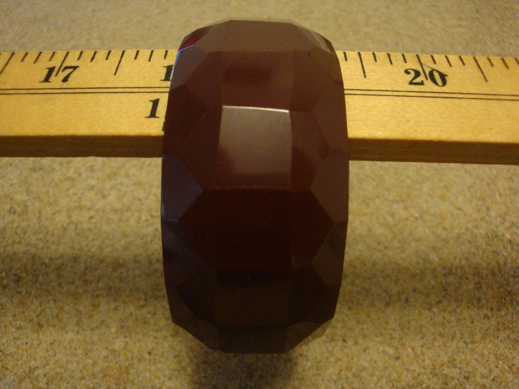 Vintage 1 1/4" Chocolate Brown Bakelite Bracelet! w/ Square & Pentagon Facets!
