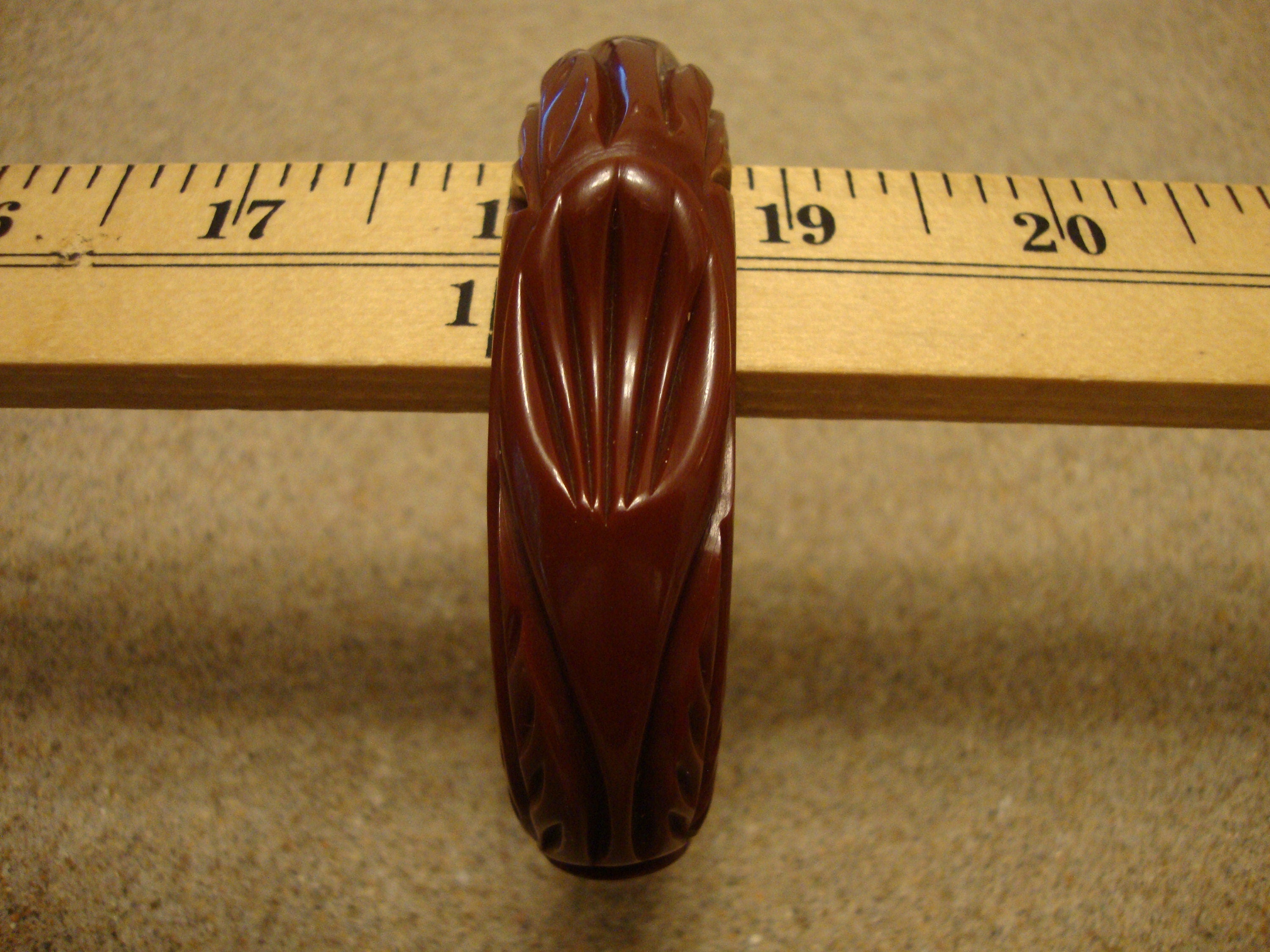 Vintage Bakelite Bracelet! Chocolate Brown w/ Abstract Flower & Leaf Carvings!