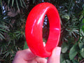 Vintage 7/8" Bakelite Bracelet! Dazzling Bright Cherry Red w/ Cream Marbling!