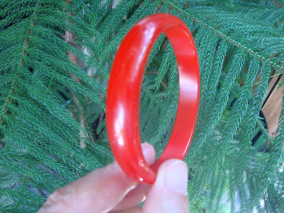 Vintage 1/2" Restored Bakelite Bracelet! Semi Translucent Tomato Red Color!