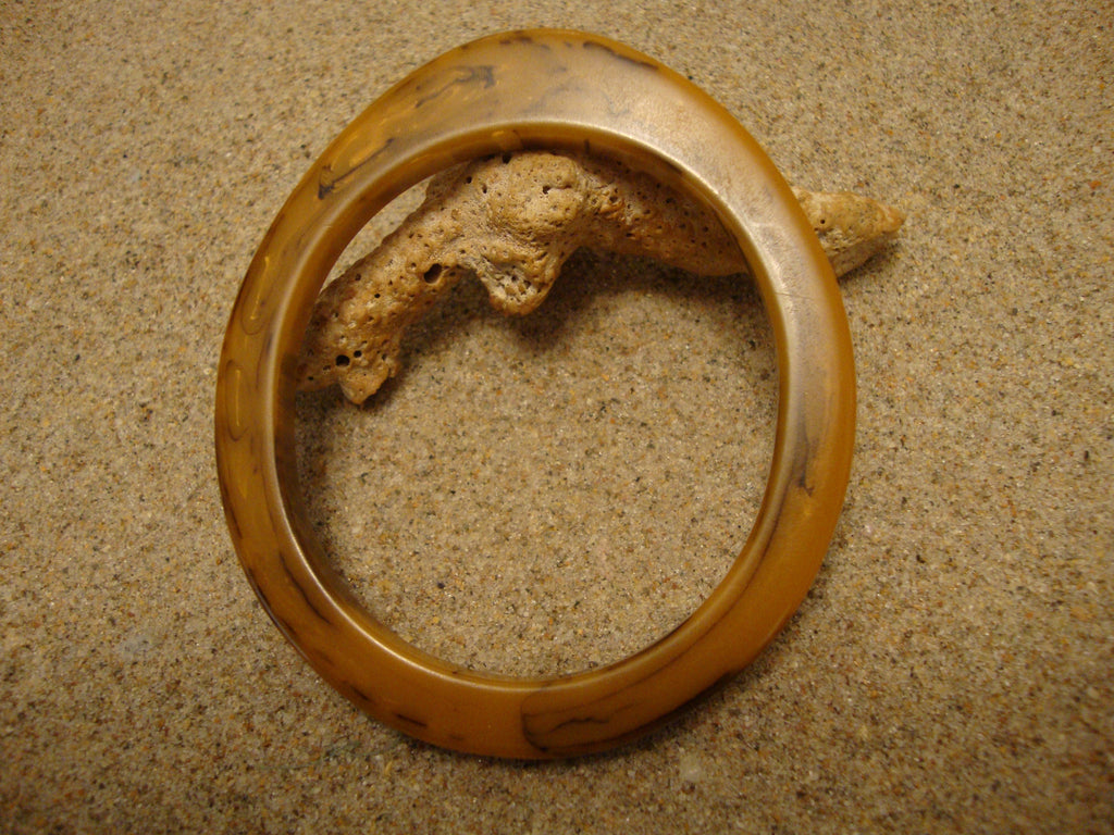 Vintage Marbled Bakelite Bracelet: 1950s Asymmetrical Bangle
