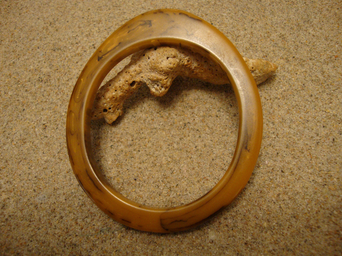 Vintage Marbled Bakelite Bracelet: 1950s Asymmetrical Bangle