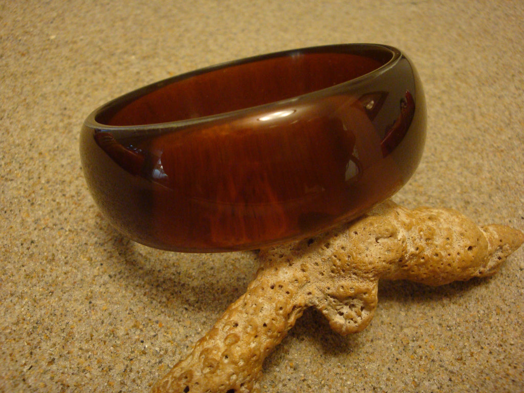 Restored Translucent Copper Bakelite Bangle Bracelet - 7/8 inch!