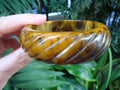Vintage Marbled Butterscotch/Cream/Black Bakelite Bracelet! Diagonal Carvings!