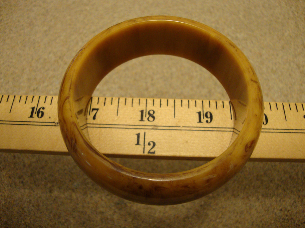 Vintage Marbled Bakelite Bracelet: Light Green, Cream & Brown