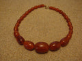 Vintage Marbled Copper Bakelite Barrel Bead Necklace, 18"