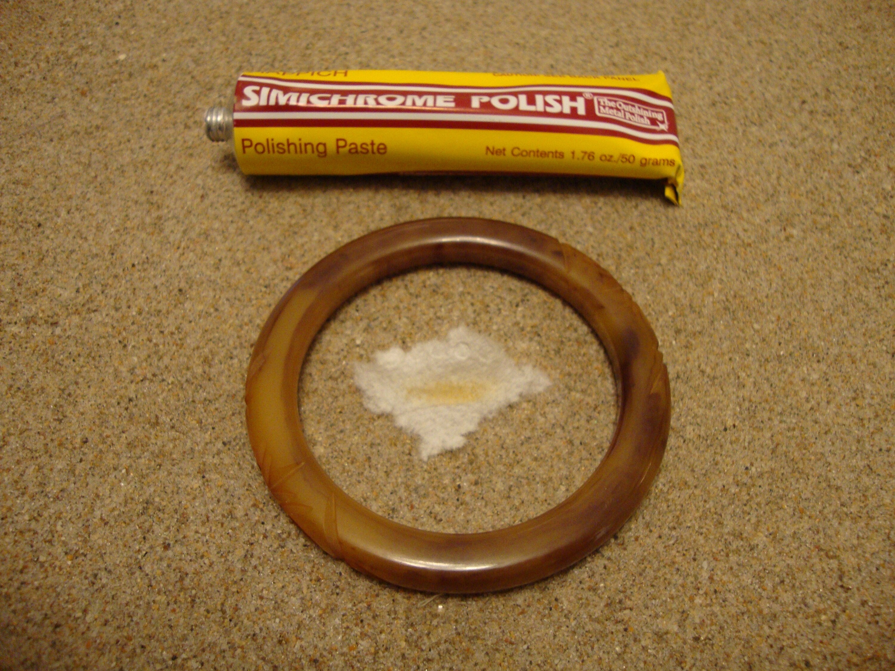 Vintage 1/4" Flat Tube Greenish Brown Bakelite Bracelet! Flower & Leaf Carvings!