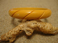 Vintage Goldenrod Bakelite Bracelet: Carved Diagonal Slashes