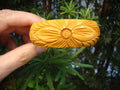 Vintage 1 1/4" Goldenrod Bakelite Bracelet! Four Abstract Flower Carvings!