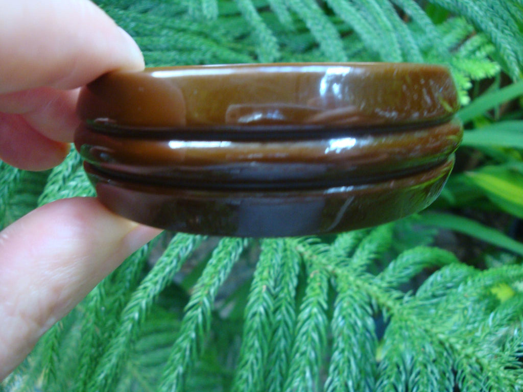 Vintage 1" Chocolate Brown Bakelite Bracelet! Grooved Sleek Art Deco Design!