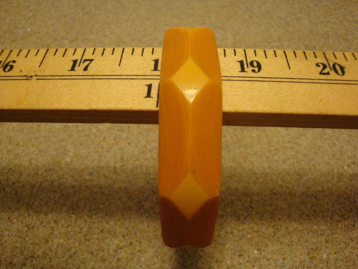 Vintage 5/8" Goldenrod Bakelite Bracelet! Cut Back Diamond Faceted Design!
