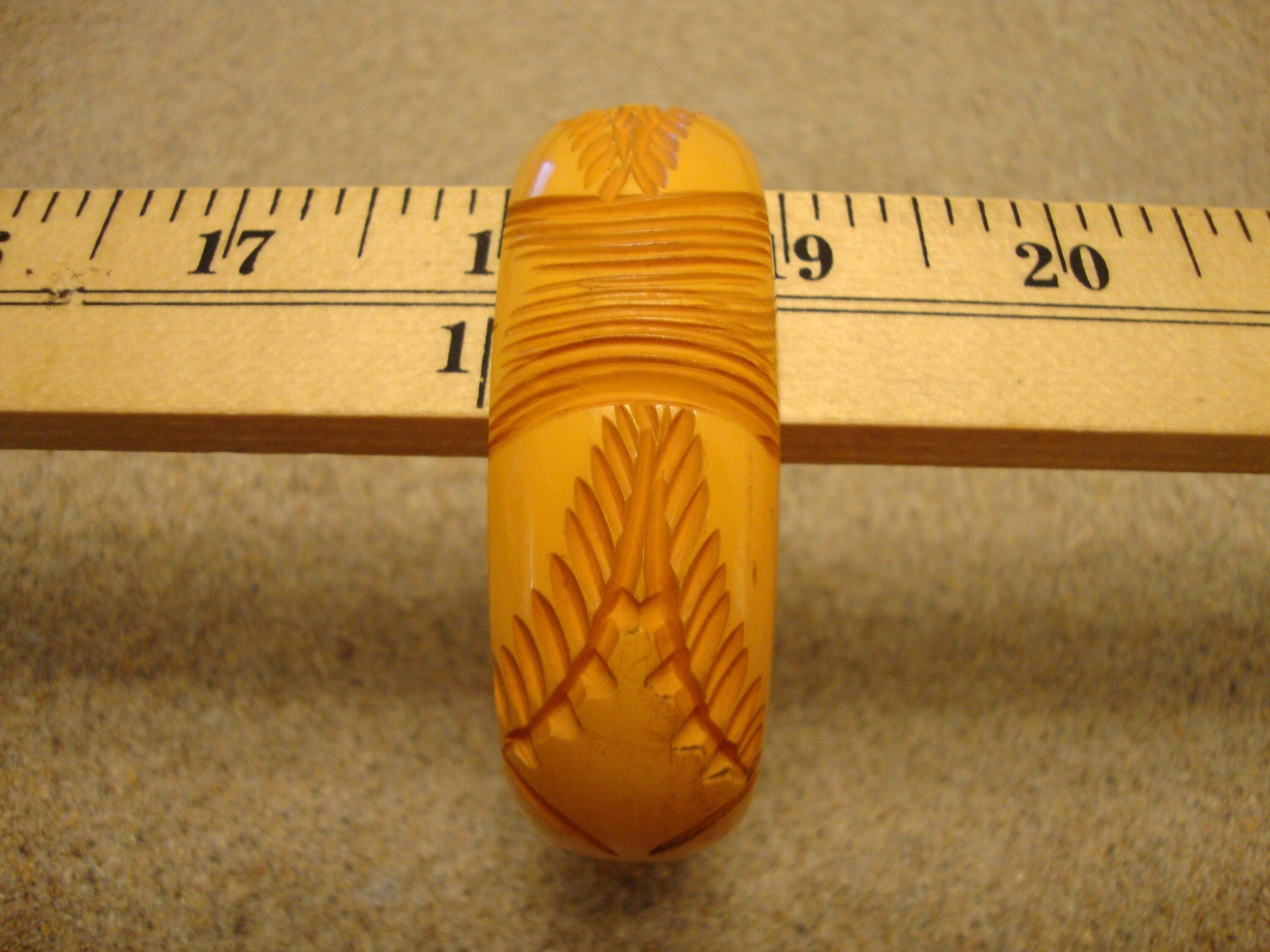 Vintage Goldenrod Bakelite Bracelet: Abstract Carved Design