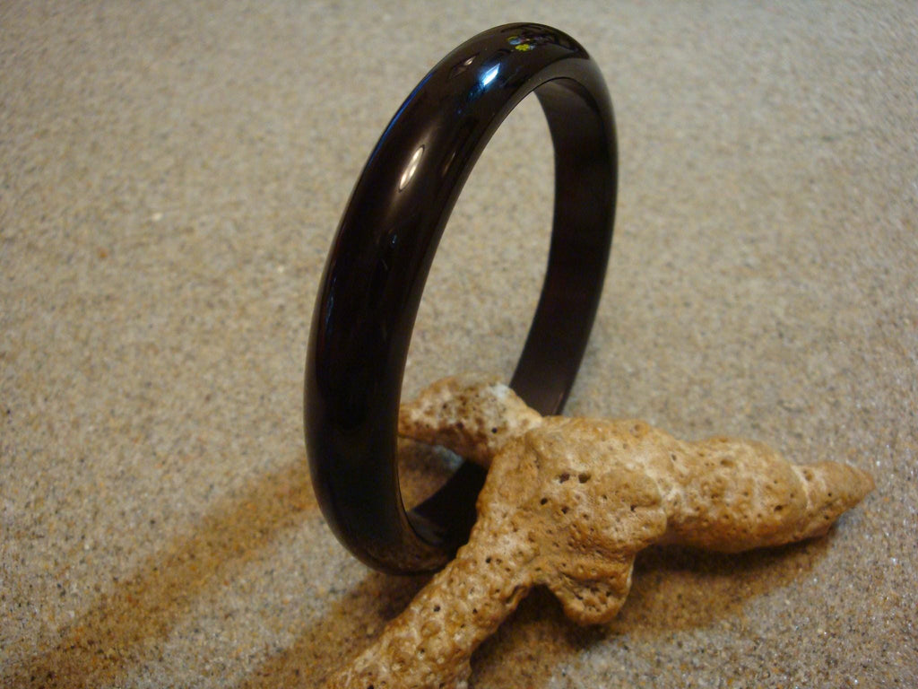 Rare Vintage 3/8" Translucent Red to Black Bakelite Bracelet! Domed Shape!