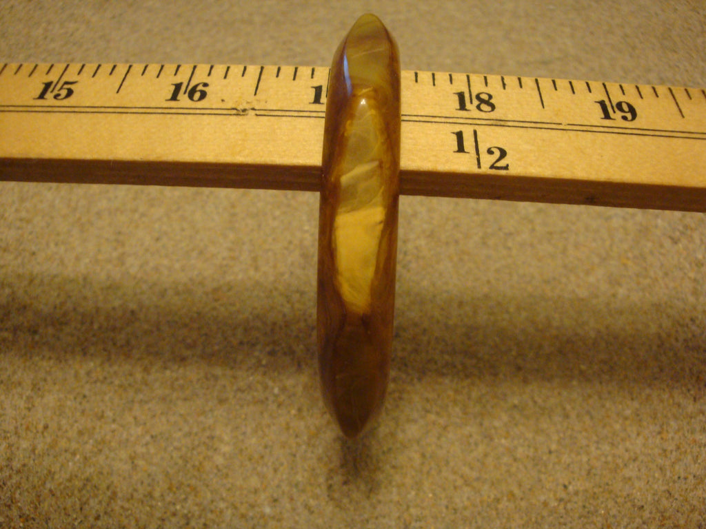 Vintage 1/2" Butterscotch/Brown/Green Octagon Bakelite Bracelet; Beveled Edges!