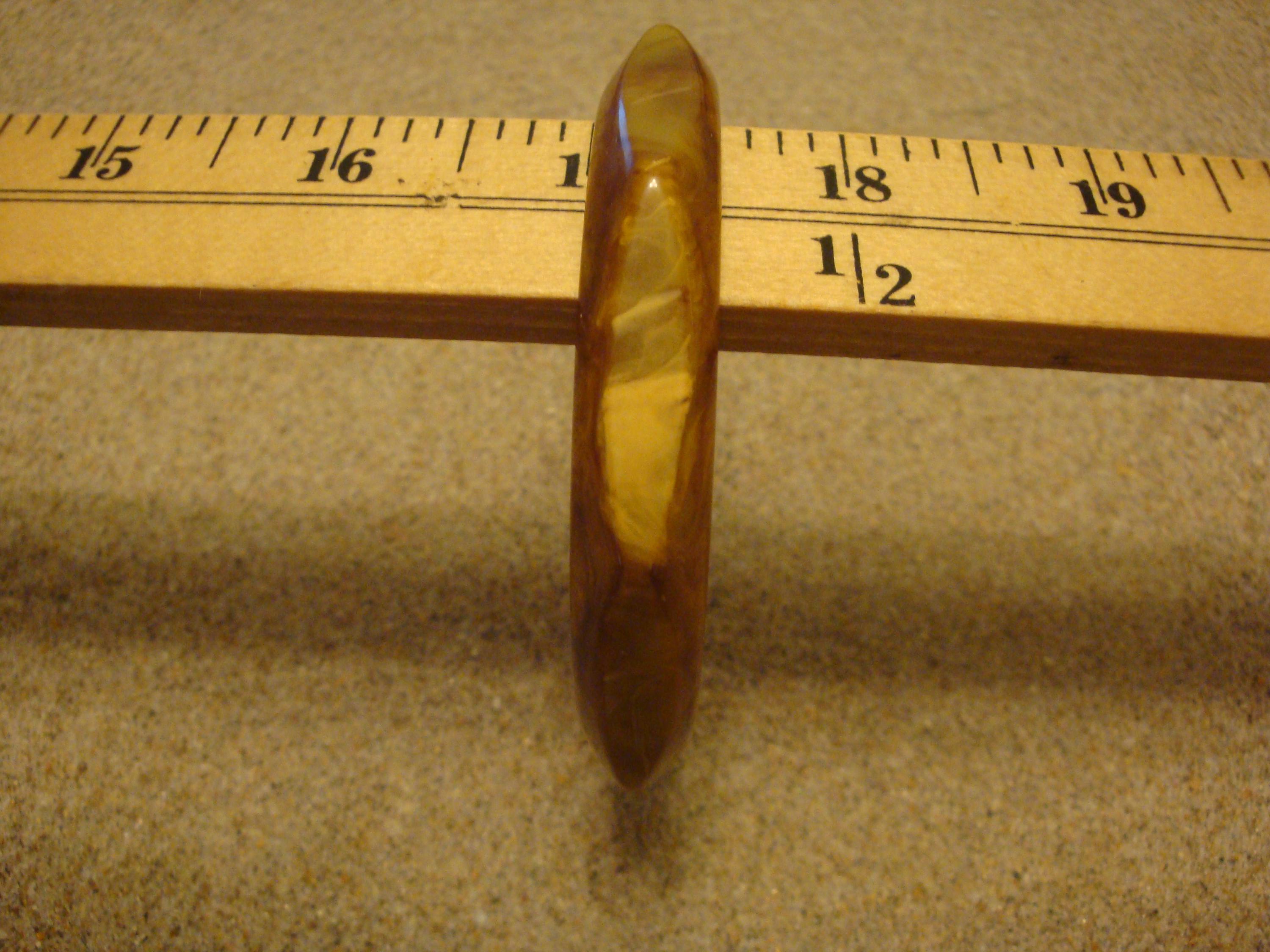 Vintage 1/2" Butterscotch/Brown/Green Octagon Bakelite Bracelet; Beveled Edges!