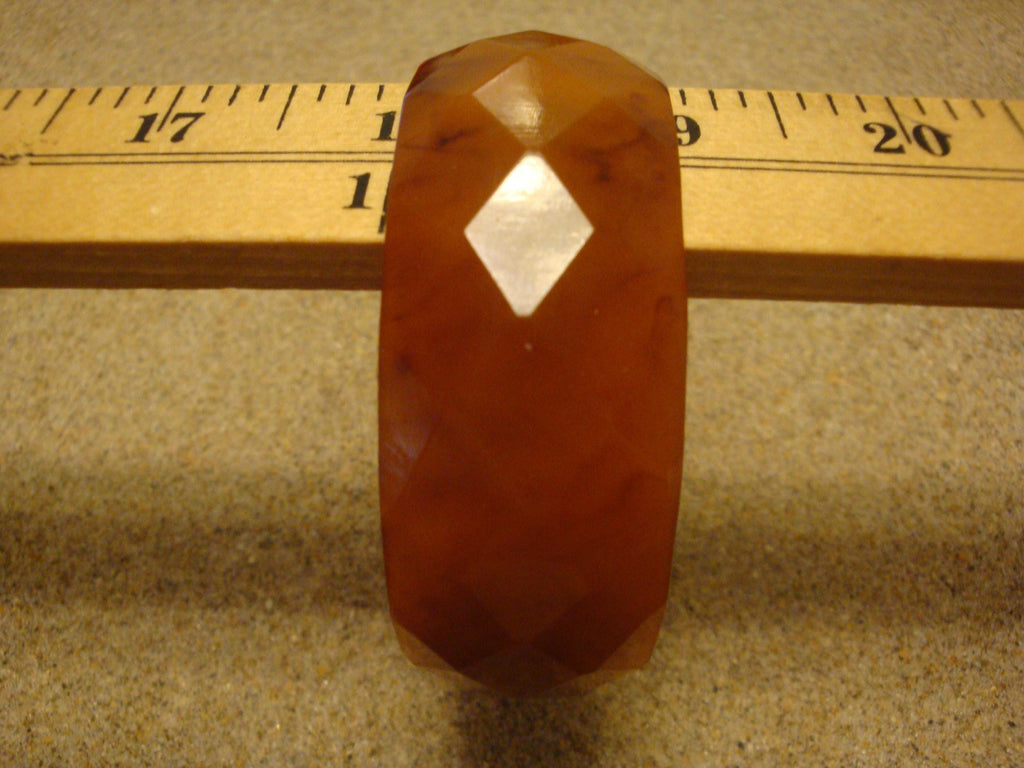 Vintage 1" Burnt Orange & Rust Bakelite Bracelet! Diamond and Triangular Facets!