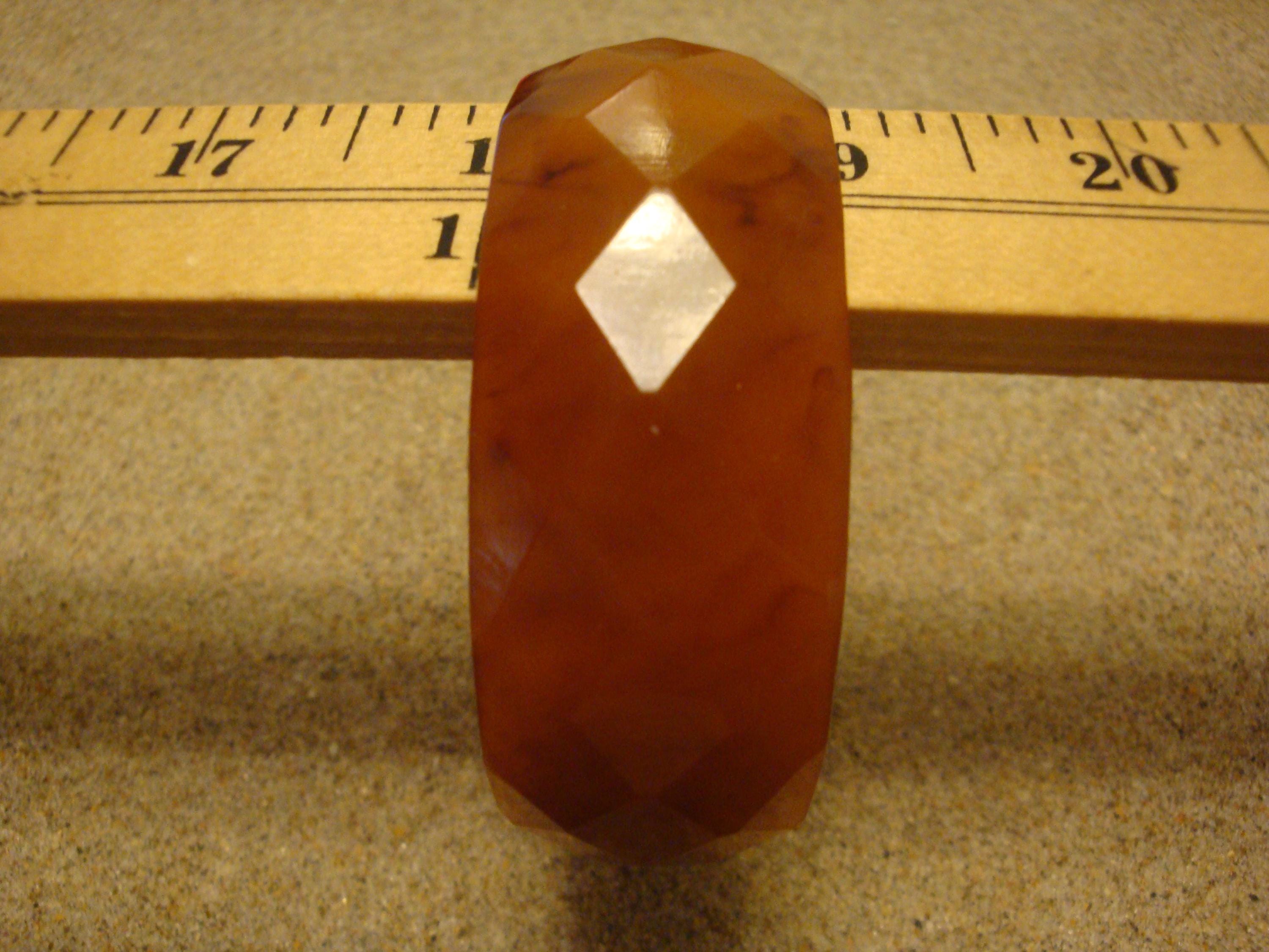 Vintage 1" Burnt Orange & Rust Bakelite Bracelet! Diamond and Triangular Facets!