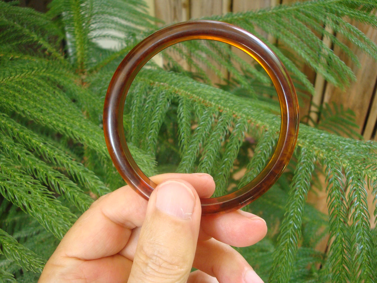 Vintage 3/8" Bakelite Bracelet! Semi Translucent Copper Color w/ Rust Marbling!