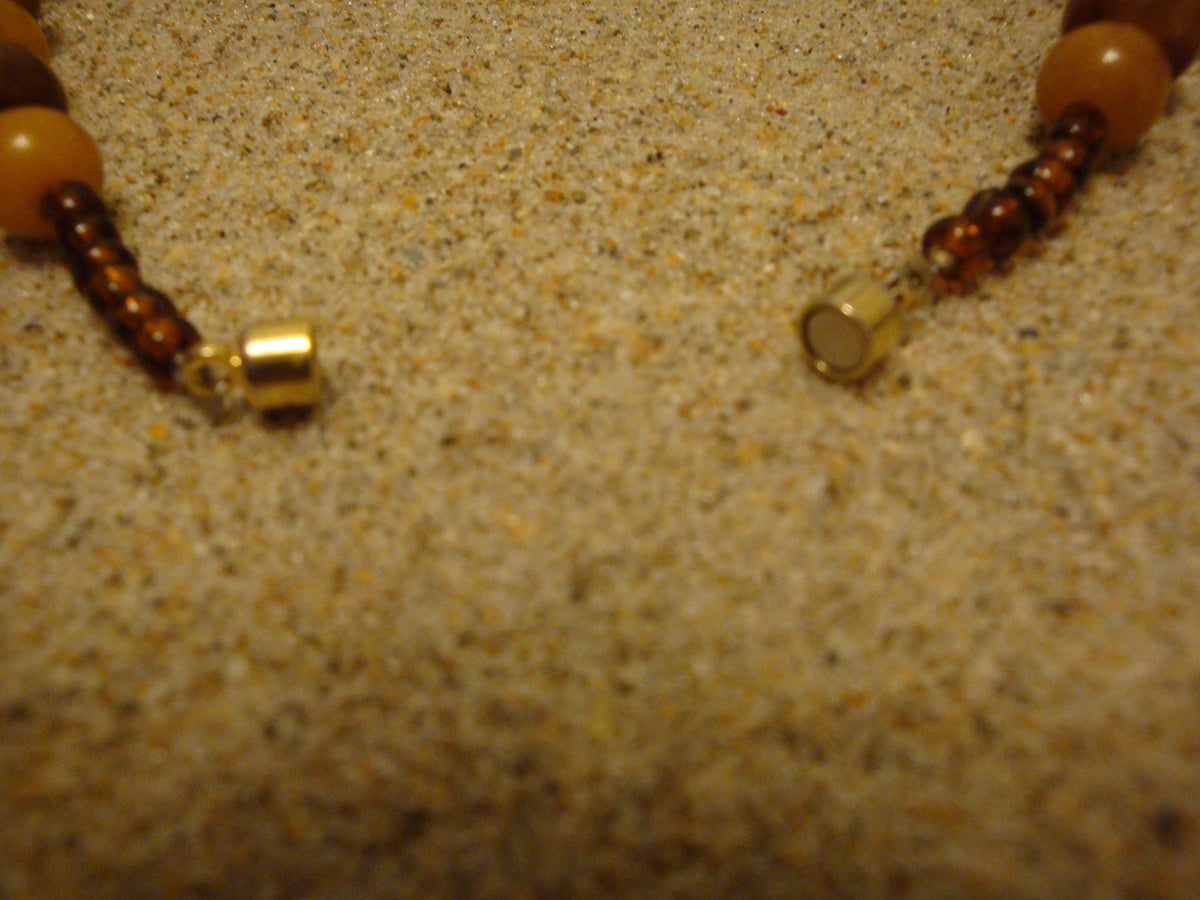 Vintage 17" Bakelite Necklace! Marbled Graduated Brown & Butterscotch Beads!
