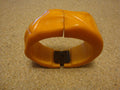 Vintage 1 1/4" Bakelite Clamper Bracelet! Yellow w/ Abstract Geometric Carvings!