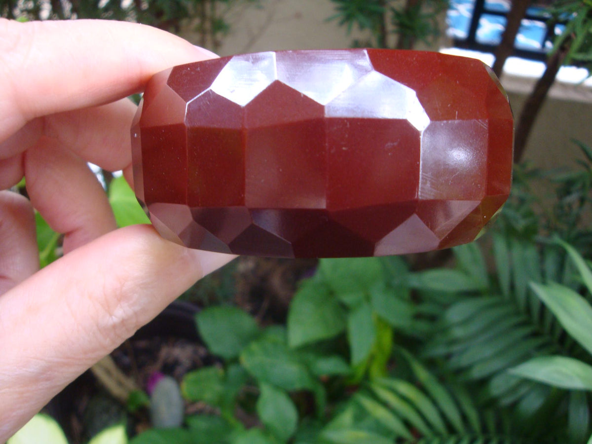 Vintage 1 1/4" Chocolate Brown Bakelite Bracelet! w/ Square & Pentagon Facets!
