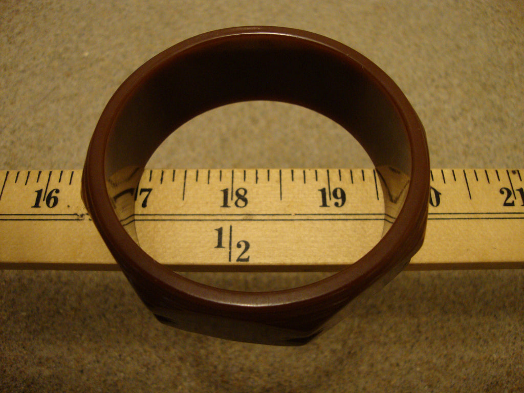 Vintage 1" Chocolate Brown Bakelite Bracelet! Unique Large Oval Linked Facets!