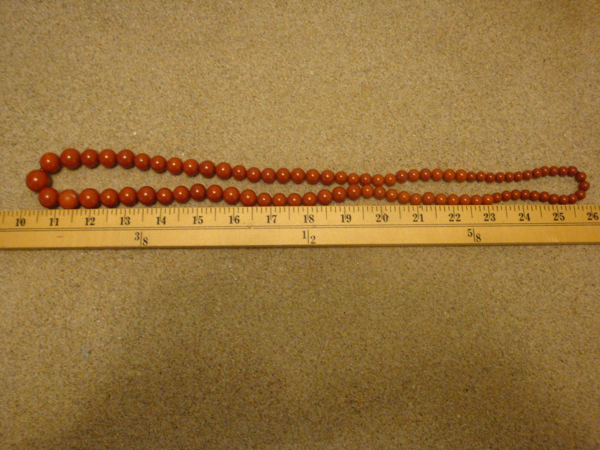 Vintage 31" Bakelite Necklace! Graduated Dark Burnt Orange Round Beads!