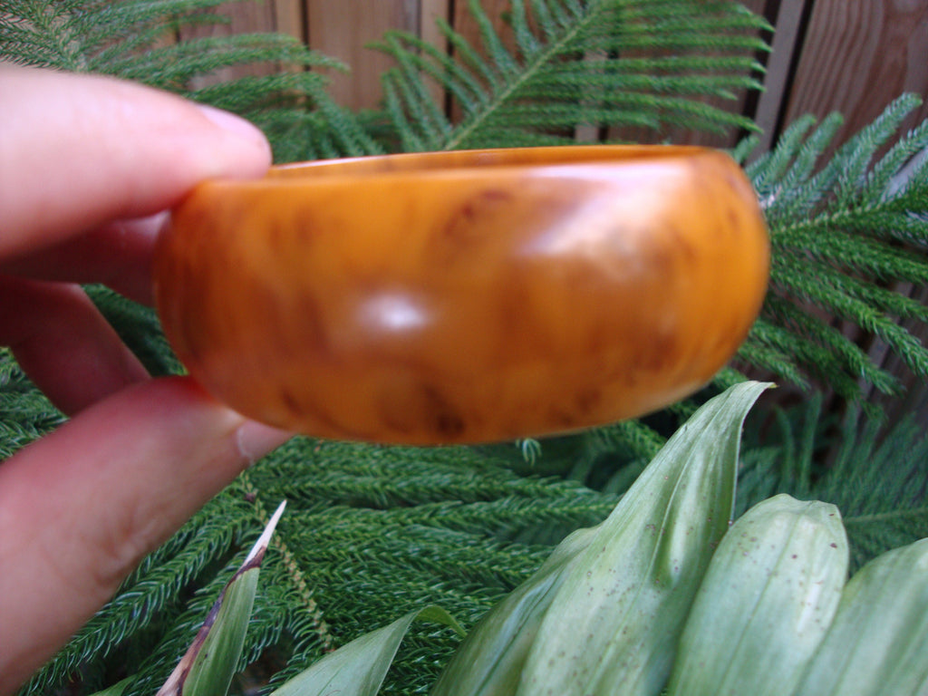 Vintage Marbled Bakelite Bracelet: Brown, Butterscotch, Green