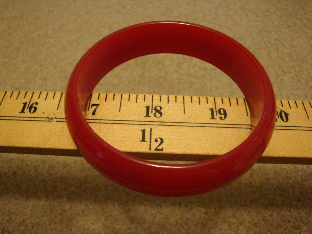 Vintage Cherry Red Bakelite Bracelet: Dome Shaped Bangle