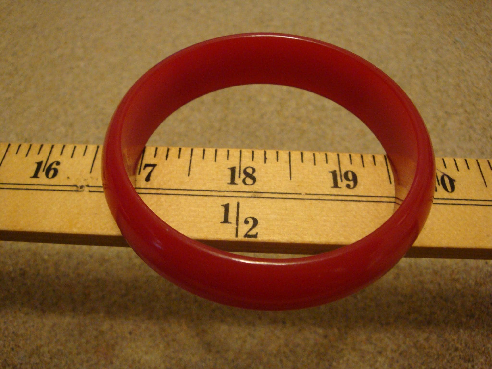 Vintage Cherry Red Bakelite Bracelet: Dome Shaped Bangle