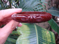 Vintage Brown Bakelite Bangle Bracelet, Carved Dragonfly Design