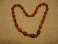 Vintage 30" Translucent Marbled Cherry Bakelite Necklace! Graduated Barrell Beads!