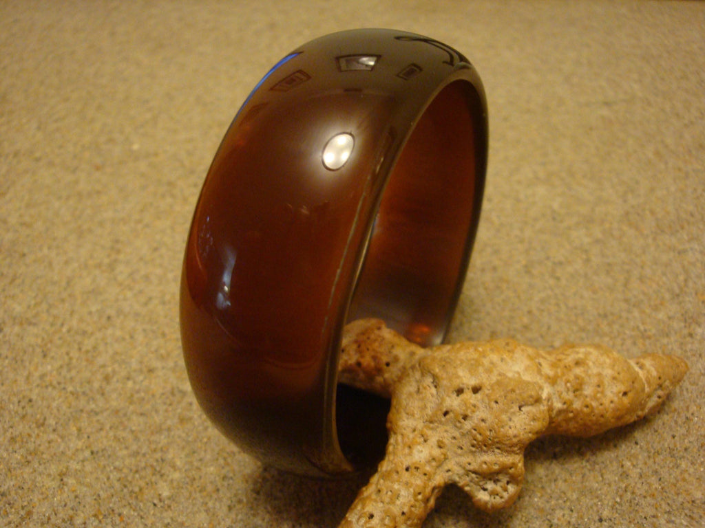 Restored Translucent Copper Bakelite Bangle Bracelet - 7/8 inch!