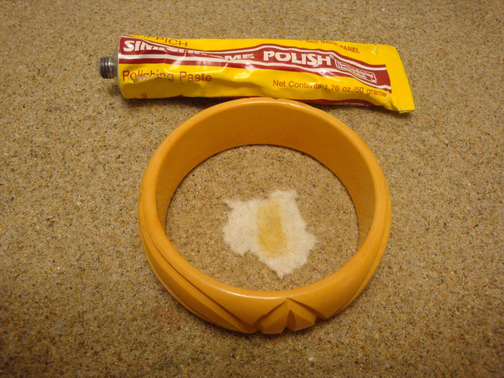 Vintage 7/8" Canary Yellow Bakelite Bracelet! Abstract Flower & Leaf Carvings!