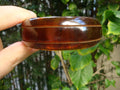 Vintage 7/8" Copper & Rust Bakelite Bracelet! Sleek Dual Groove Carved Design!