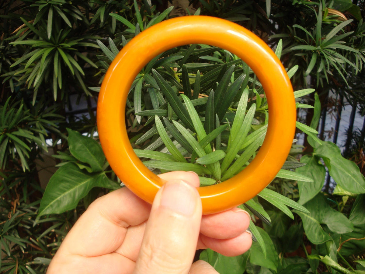Vintage Bakelite 5/8" Bracelet! Marbled Semi-Translucent Orange/Cream Colors!