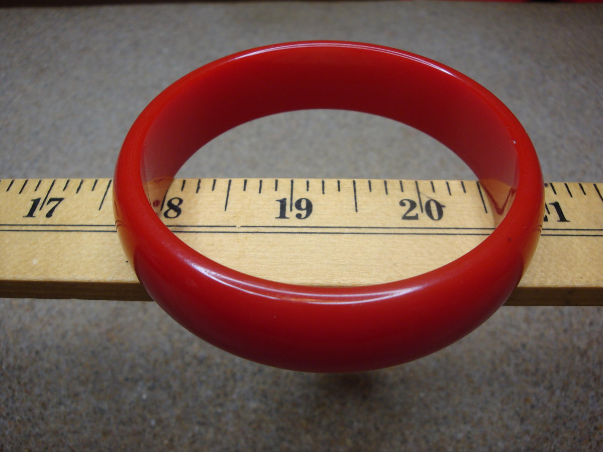 Vintage Bright Red Bakelite Bracelet: 3/4" Domed Bangle