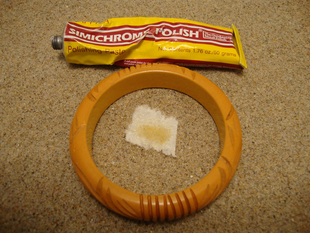 Vintage Goldenrod Bakelite Bracelet: Carved Wheat Sheaf Design