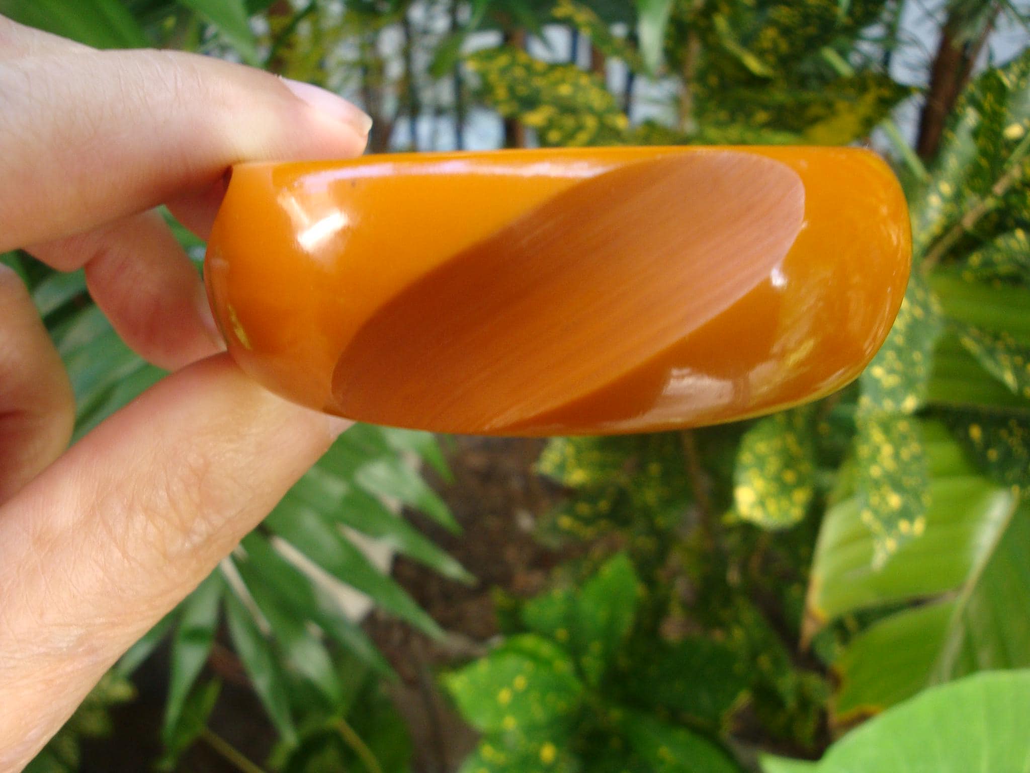Vintage Burnt Orange Bakelite Bracelet: Modernist Cut Back Design