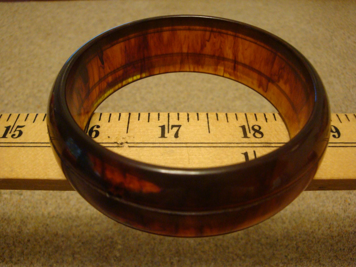 Vintage 7/8" Copper & Rust Bakelite Bracelet! Sleek Dual Groove Carved Design!