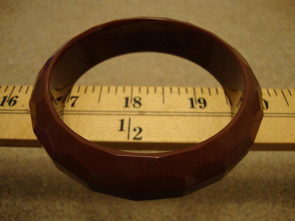 Vintage 3/4" Chocolate Brown Bakelite Bracelet! Rectangular & Pentagon Facets!