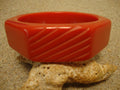 Vintage 7/8" Red Bakelite Bracelet! Octagon Shape w/ Diagonal Slash Carvings!