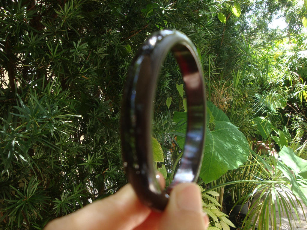 Rare Vintage 3/8" Translucent Red to Black Bakelite Bracelet! Domed Shape!