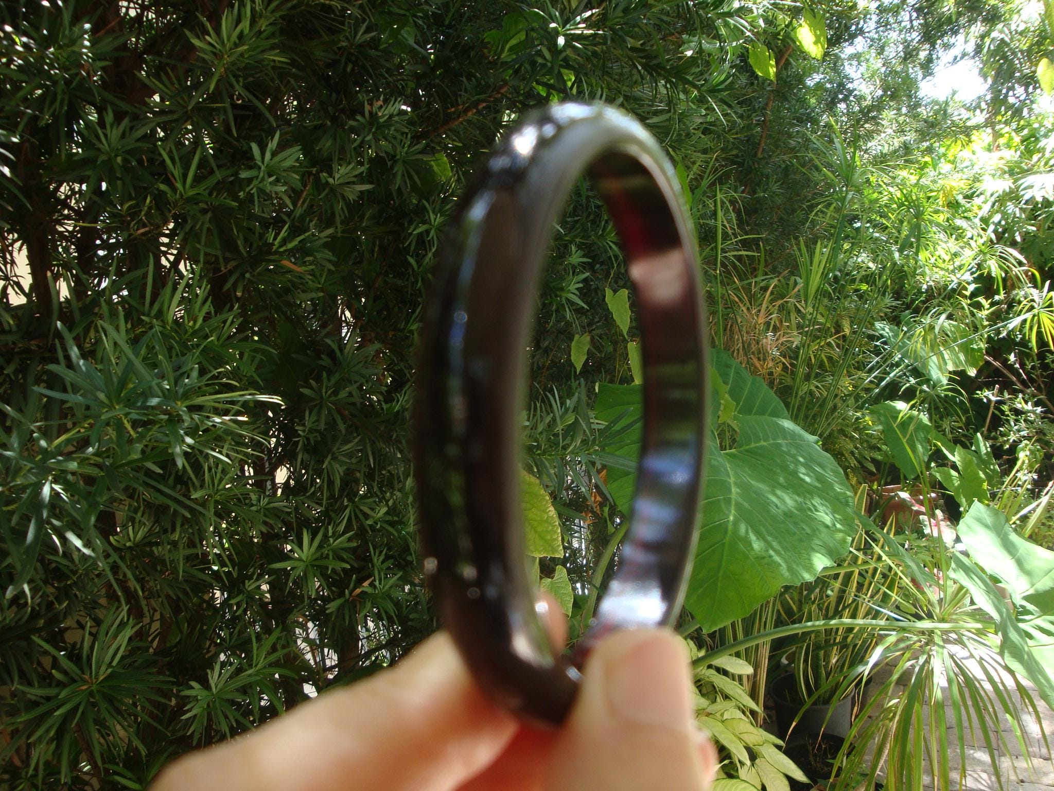 Rare Vintage 3/8" Translucent Red to Black Bakelite Bracelet! Domed Shape!