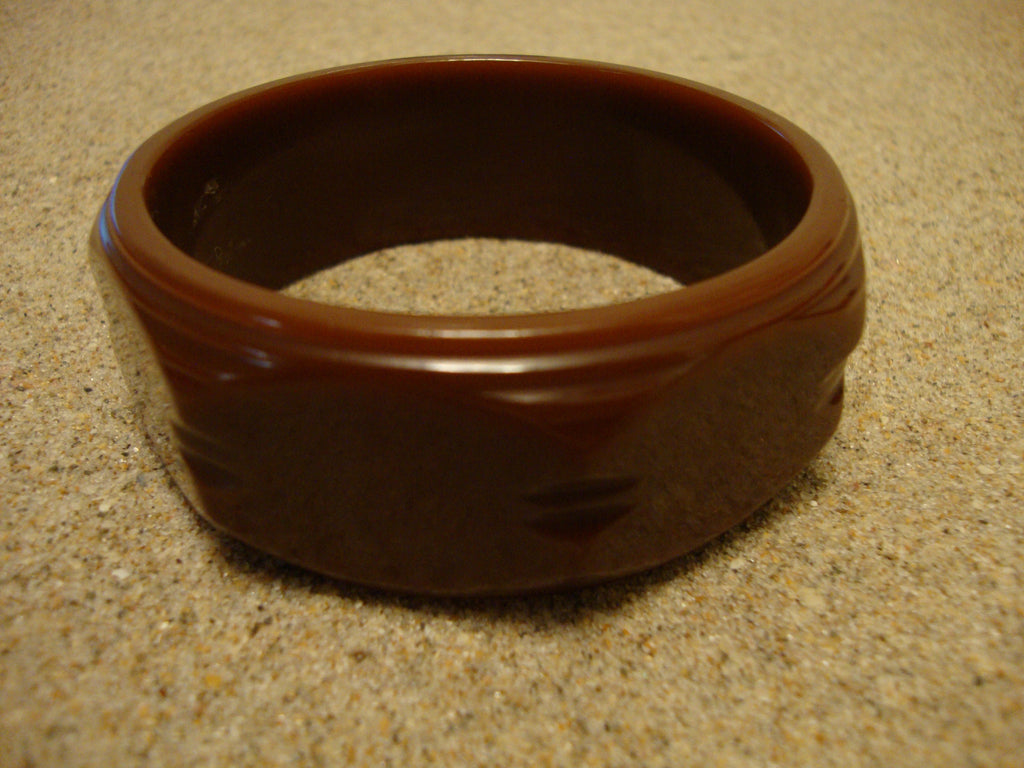 Vintage 1" Chocolate Brown Bakelite Bracelet! Unique Large Oval Linked Facets!