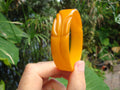Vintage 3/4" Orange Bakelite Bracelet! Abstract Flower & Leaf Carvings!