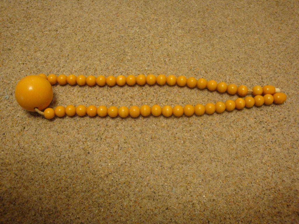 Vintage 14.5" Bakelite Canary Yellow Choker Necklace!  7/8" and 1/4" Beads!