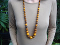 Vintage 34" Bakelite Necklace! Marbled Graduated Brown & Butterscotch Beads!