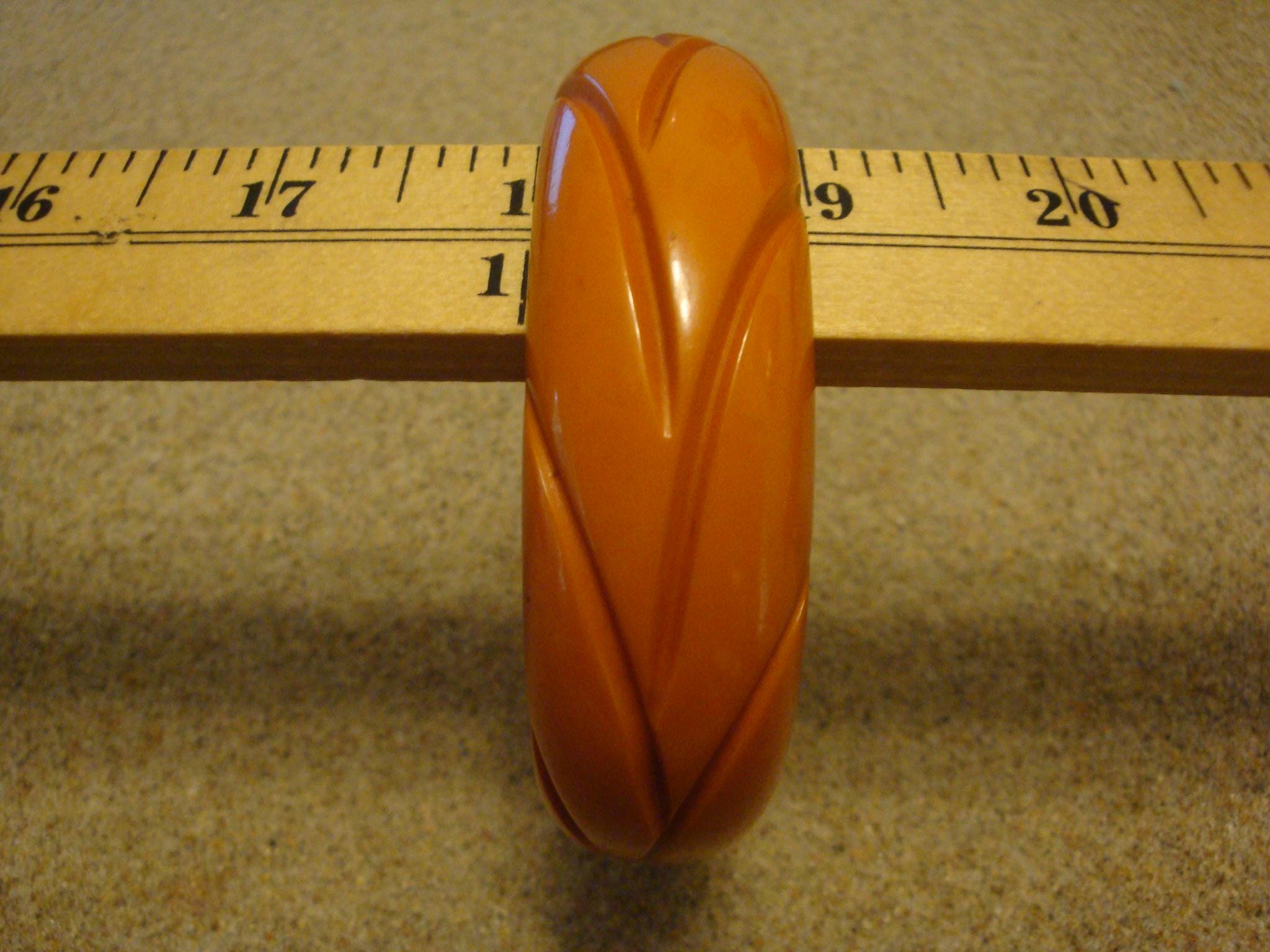 Vintage Burnt Orange Bakelite Bracelet: Abstract Vine Carvings