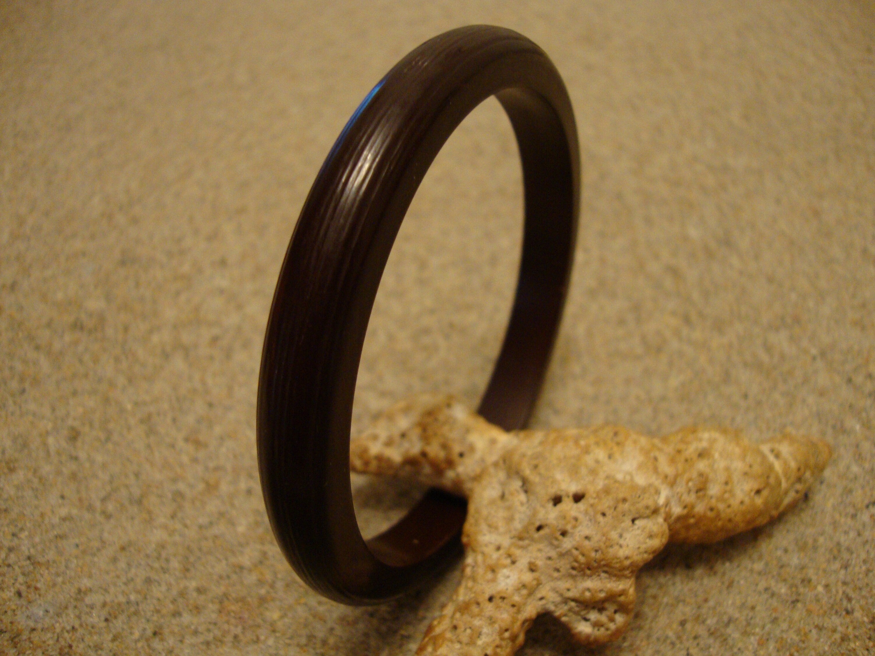 Vintage Art Deco Era Grooved Bakelite Bracelet! Solid Chocolate Brown Color!